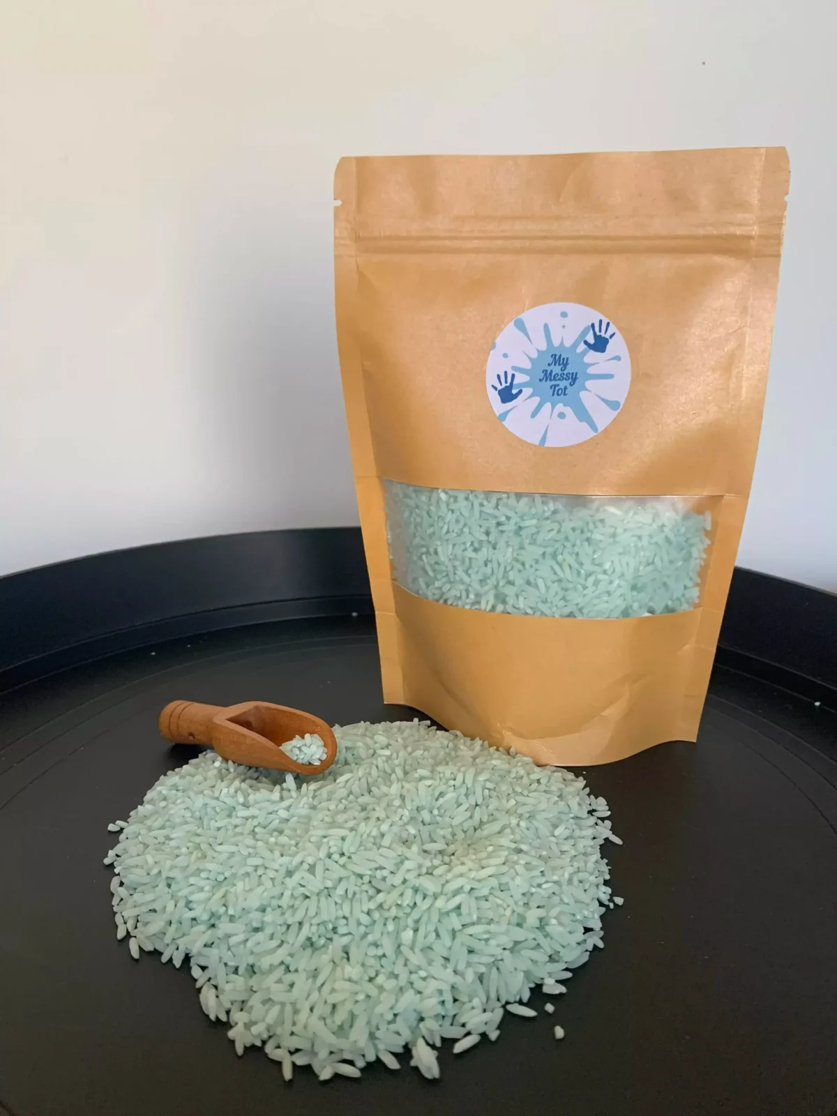 Coloured Sensory Rice - Light Blue - MyMessyTot