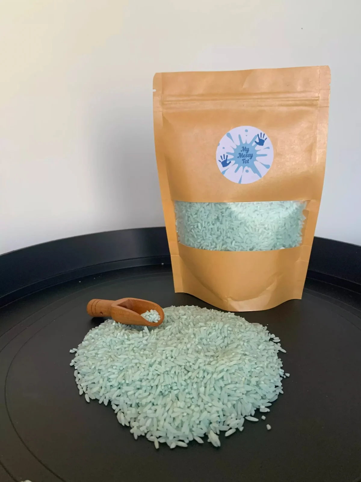 Coloured Sensory Rice - Light Blue - MyMessyTot